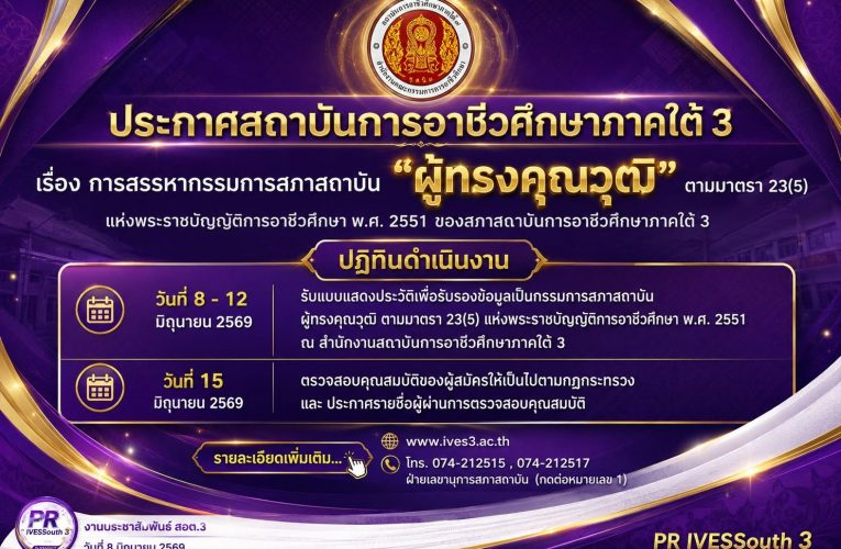 การสรรหากรรมการสภาสถาบัน “ผู้ทรงคุณวุฒิ“ ตามมาตรา 23(5) แห่งพระราชบัญญัติการ