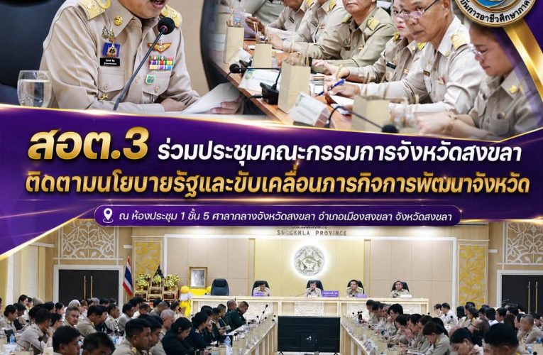 สถาบันการอาชีวศึกษาภาคใต้ 3 ร่วมประชุมคณะกรรมการจังหวัดสงขลา ติดตามนโยบายรัฐและขับเคลื่อนภารกิจการพัฒนาจังหวัด